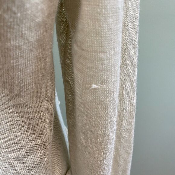 Elie Tahari Linen Silk Open Front Cardigan Tiered Waterfall Tan Womens Medium - Picture 5 of 11